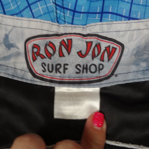RON JON SURF SHOP BLUE CHECKERS BOARD SWIM SHORTS MENS SIZE 40 K432 - Picture 7 of 8